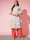 Myshka Women Multi Floral Cotton A-Line Round Neck Kurtas - Distacart