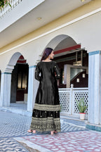 Teeya Creation Black Color Chinon Silk Heavy Embroidery Work Wedding Wear Sharara - Distacart