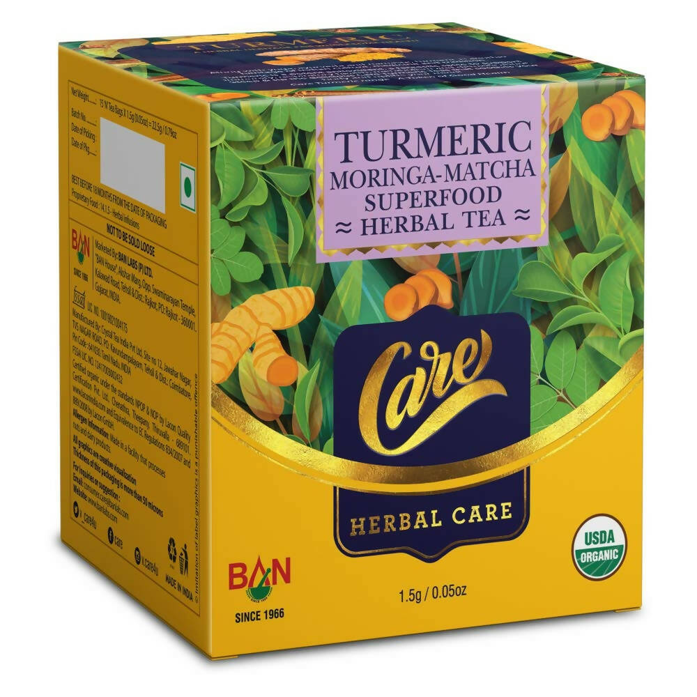 Care Turmeric Moringa-Matcha Superfood Herbal Tea Bags