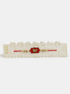NVR Men Set of 4 Gold-Toned Stone-Studded & Beaded Rakhi With Roli Chawal - Distacart