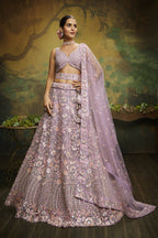 House of Panchhi Mauve Net Multi Sequins with heavy Zarkan embroidery Lehenga choli & Dupatta