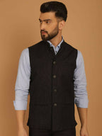 Even Apparels Pure Wool Nehru Jacket - Black