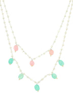 Beaded Green and Pink Motif Necklace - Ruby Raang