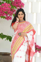 Beatitude White Cotton Handloom Jamdani Saree