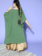 Janasya Green Geometric New Age Kaftan Kurta - Distacart