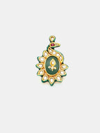 Ruby Raang Gold Polished Green Birdie Kundan Ring