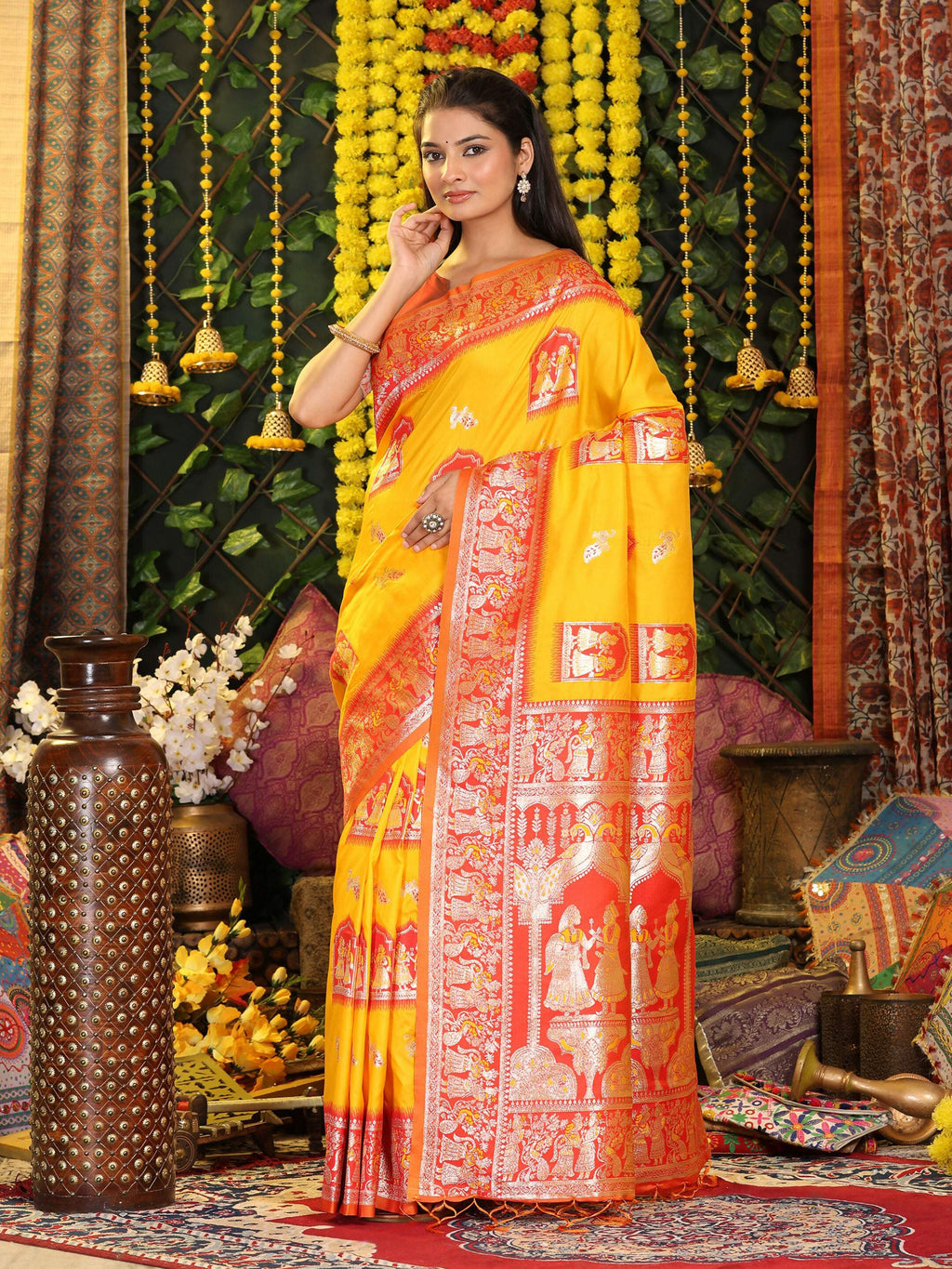 Shree Shyam Fashion Silk Yellow Saree - Distacart