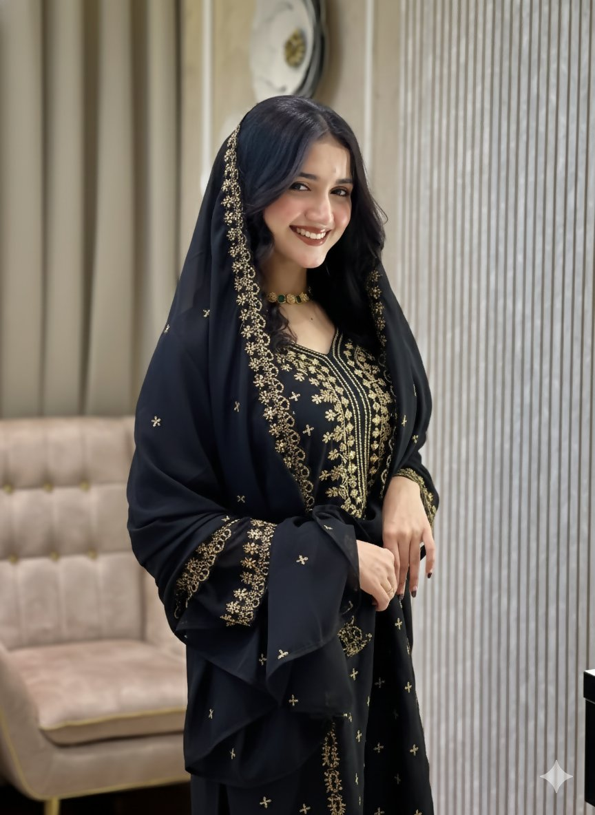 Teeya Creation Black Color Faux Georgette Embroidery Work Party Wear Salwar Suit - Distacart
