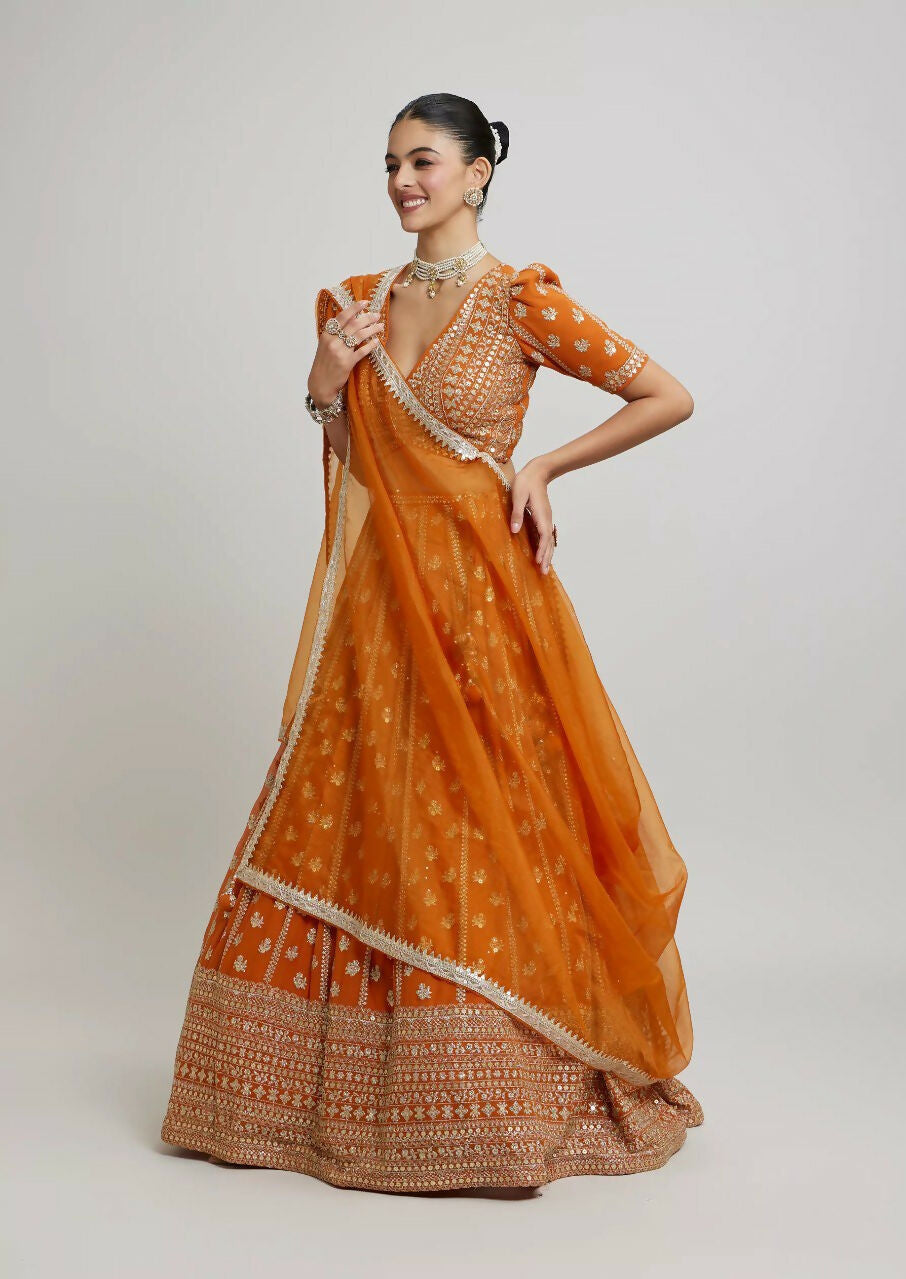Lehenga Mart Designer Indian Wedding Lehenga Choli-Orange - Distacart