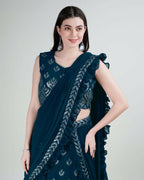 Teal Georgette Sequence Embroidered Lehenga Choli with Dupatta - Tanya