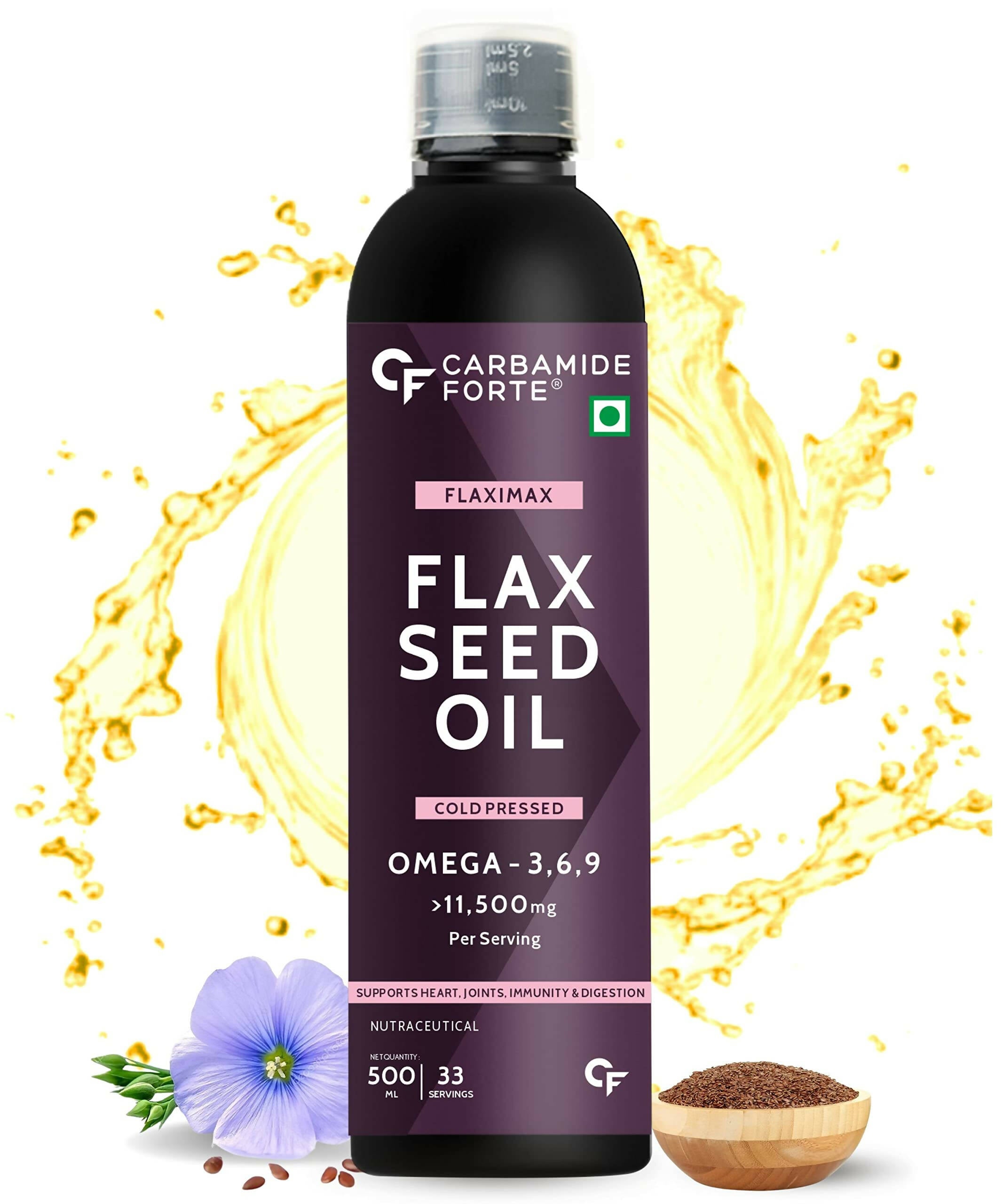Carbamide Forte Flaxseed Omega 3 6 9 Oil for Eating Skin & Hair Growth
