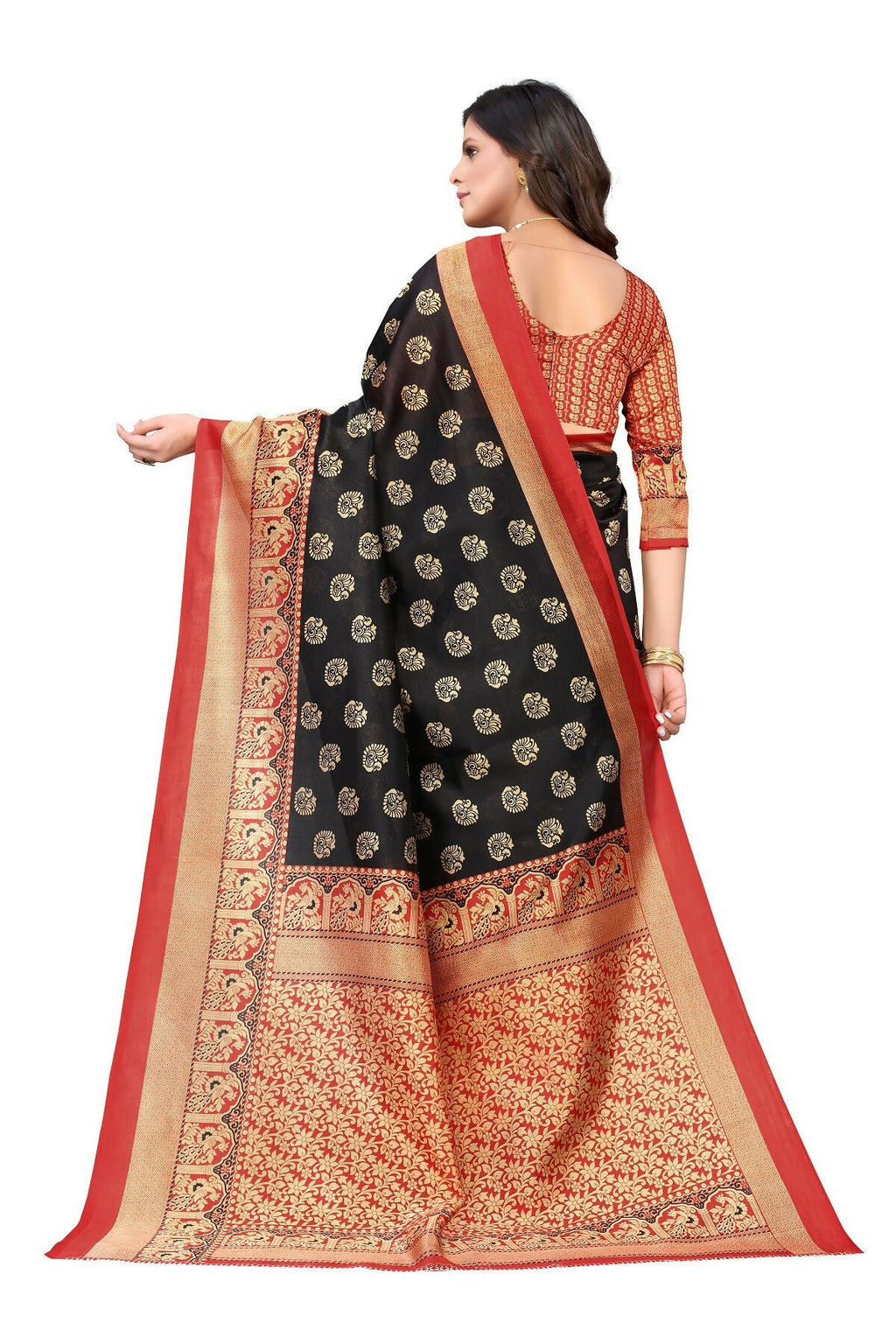 Vamika Black Printed Art Silk Saree