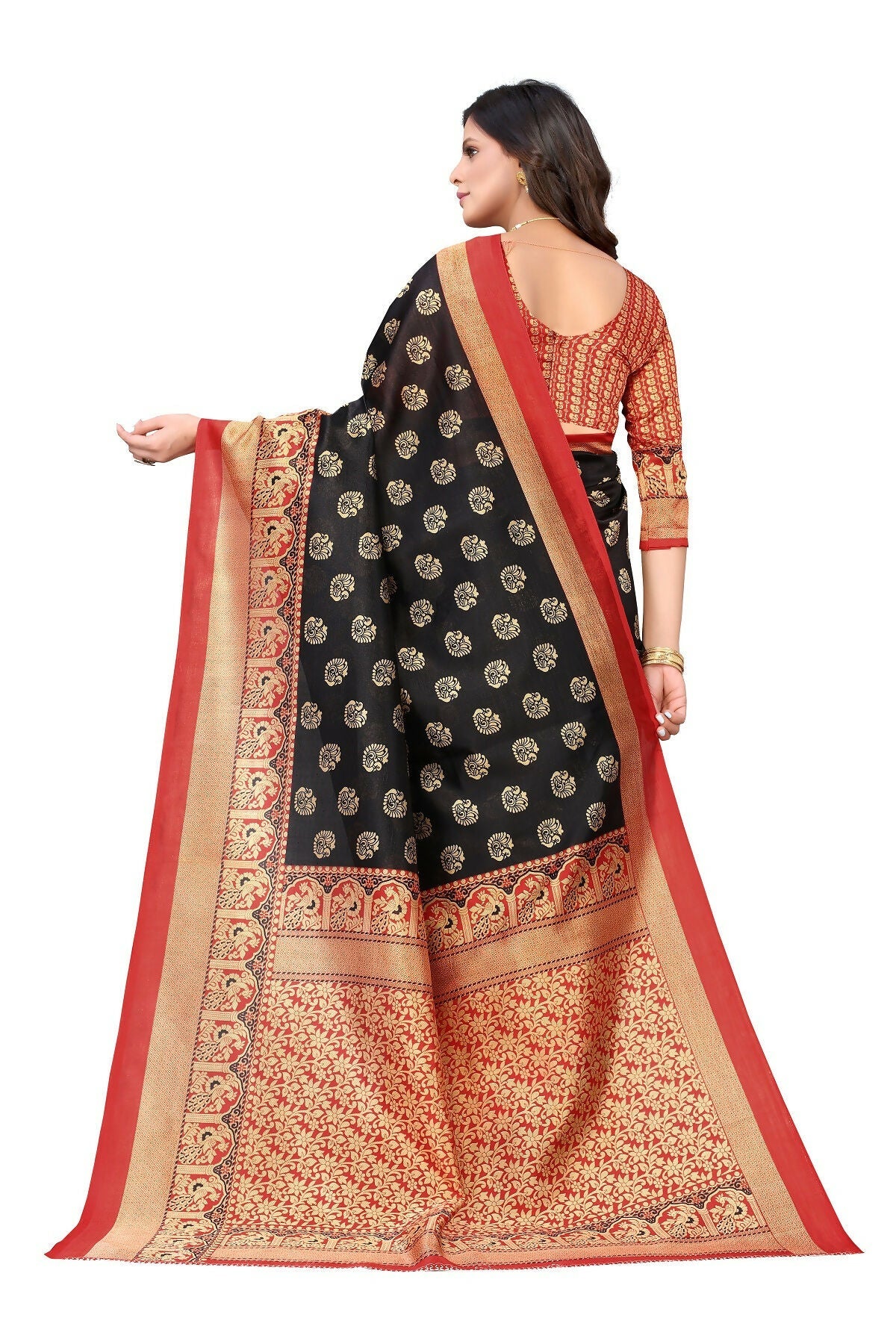 Vamika Black Printed Art Silk Saree