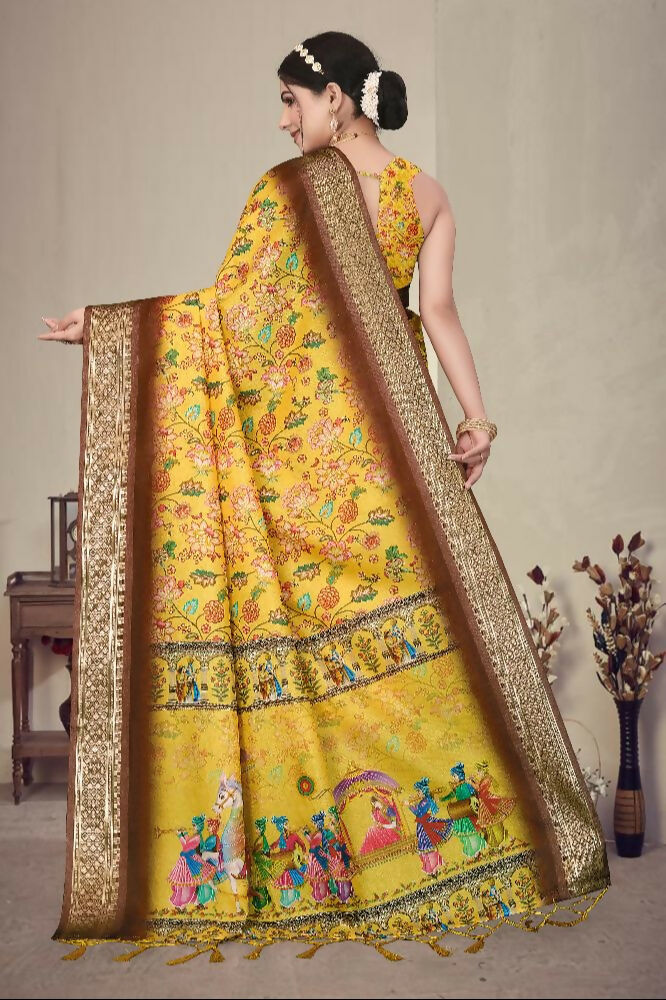 PR Fashion Multi Heavy Rich Cotton Silk Digital Print & Jacquard Saree