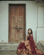 DEIANA'S Beautiful Designer Golden zari Soft Lichi Silk Saree - Maroon