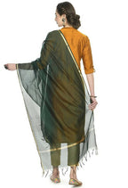 Mominos Fashion Moeza Banarsi Piping Bottle Green Dupatta