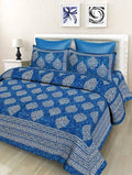 Vamika Printed Cotton Blue Color Latest Design Bedsheet With Pillow Covers (LEOC_2_BLUE)