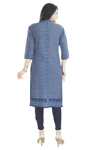 Snehal Creations Blue Designer Digital Print Cotton Slub Fabric Long Kurti Tunic - Distacart