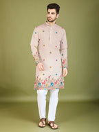 Vastranavya Ivory Exclusive Festival Wear Viscose Silk Thread & Sequence Embroidered Work Kurta