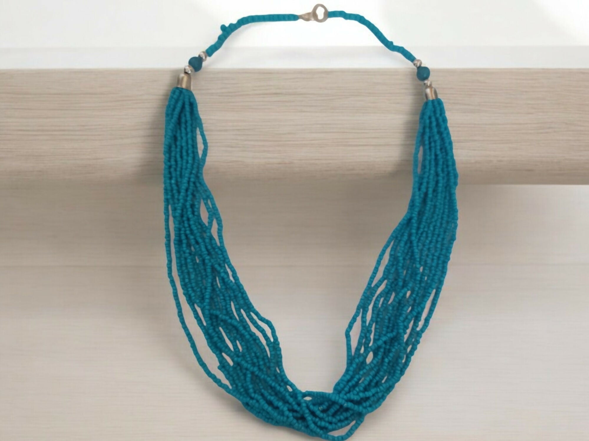 Inhanns Bloom Handmade Beaded Only Necklace - 12 Layers - Sky Bule Necklace