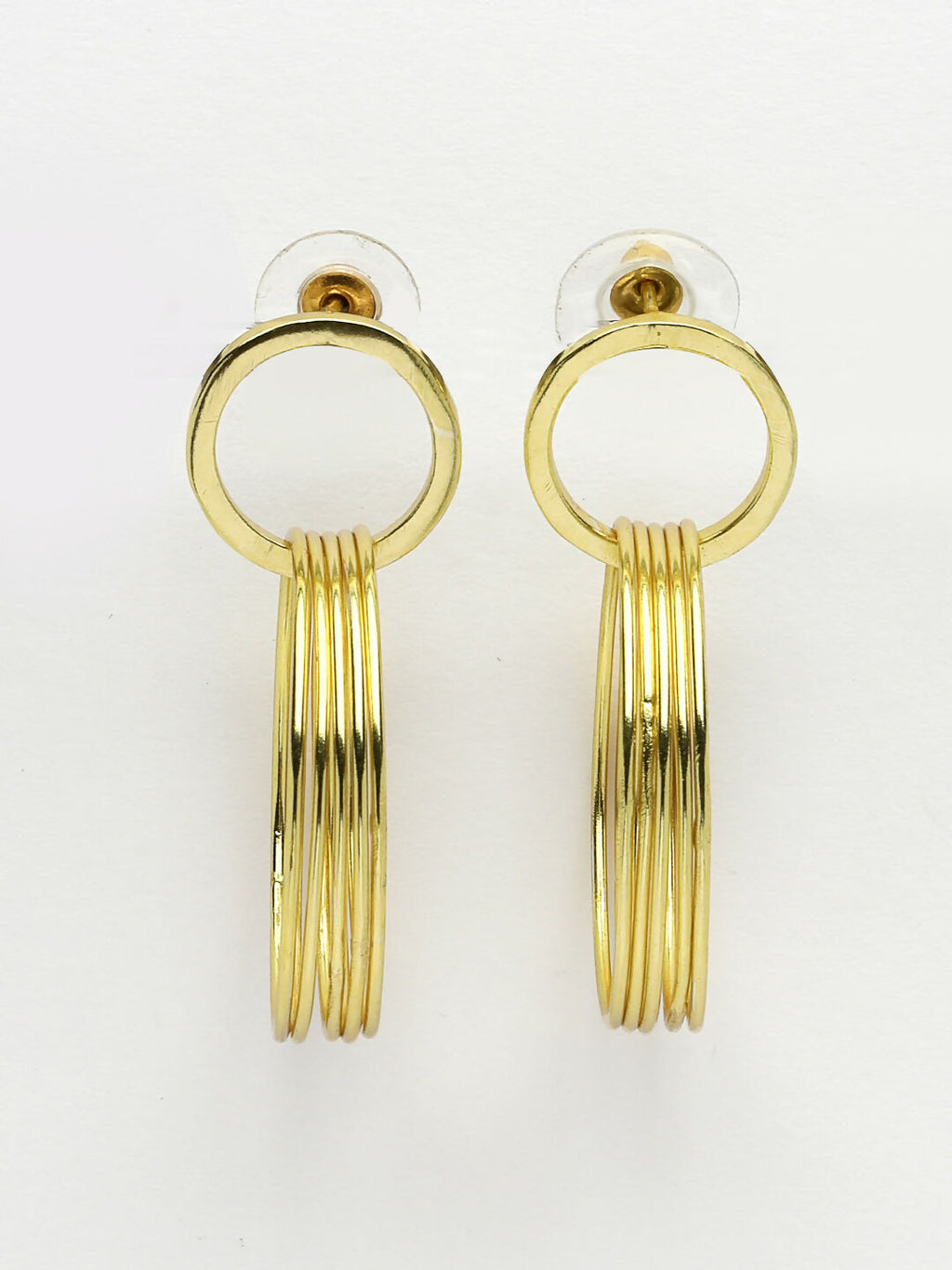 NVR Women Golden Linked Round Circle Attached Drop Earrings - Distacart