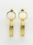 NVR Women Golden Linked Round Circle Attached Drop Earrings - Distacart