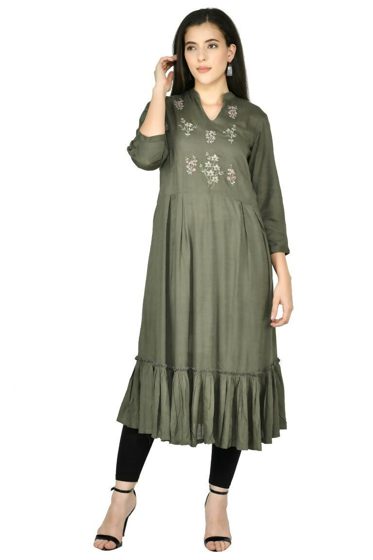 Joban Fashion Olive Cotton Rayon Tunic