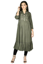 Joban Fashion Olive Cotton Rayon Tunic