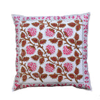 The Decor Nook Pink Brown Floral Print With Pink Border Cushion Cover