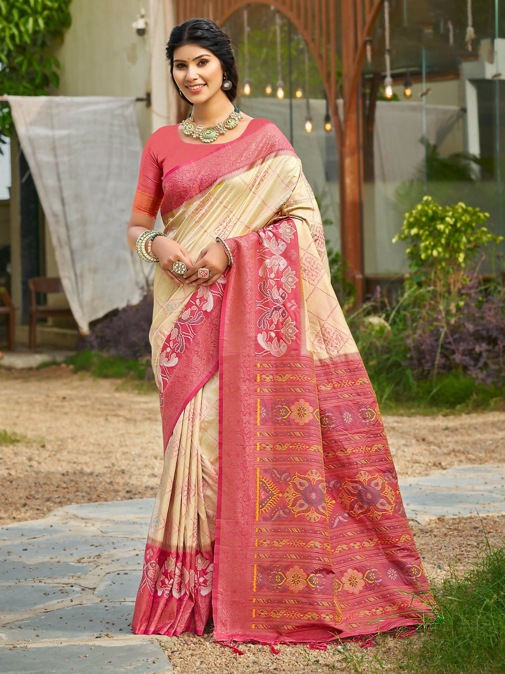 Shree Shyam Fashion Cream Soft Silk Saree - Distacart