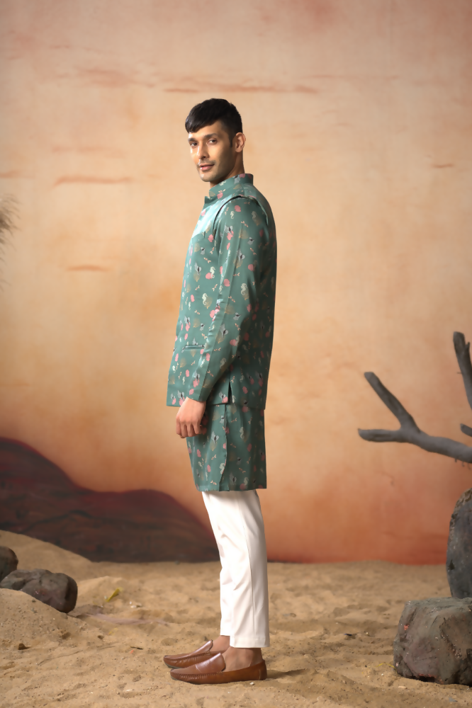 Oceanic Mirage Nehru Jacket Set by Hilo Design