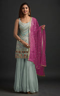 Anaita Sea Green Georgette Suit with Embroidered Thread & Sequence Work - Distacart