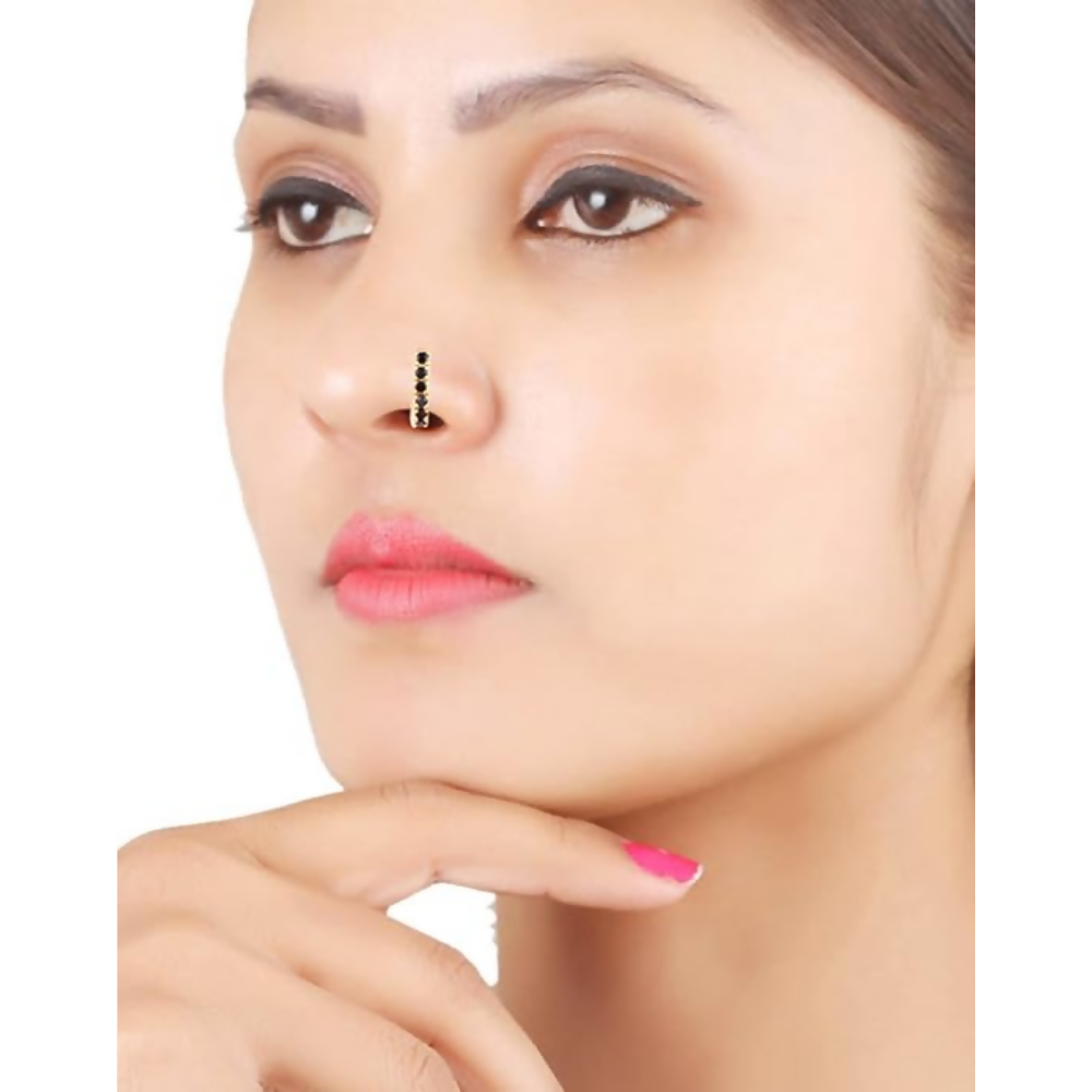 Thanu's Craft Oxidised Nose Pin Ring Studs Black Metal Germam silver Nosepin for Women