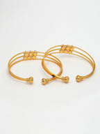 NVR Women's Set of 2 Gold-Polished CZ Stone-Studded Adjustable Bangles - Distacart
