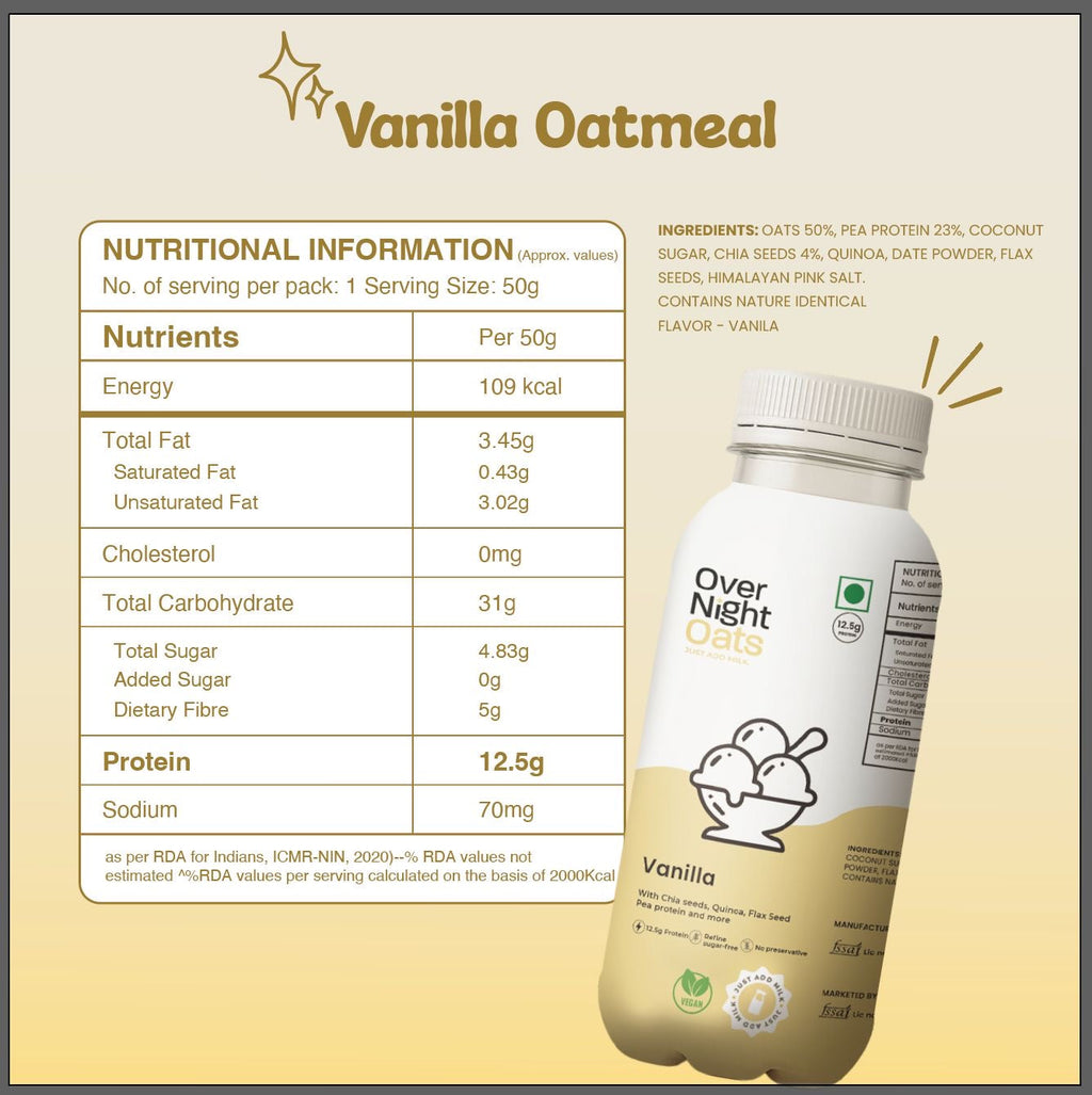 OverNightOats Vegan Vanilla Oatmeal - Distacart