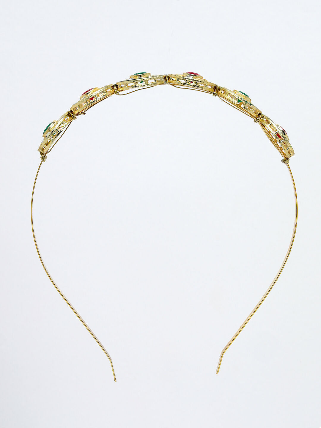 NVR Women's Multi colour Kundan Gold-Polished Embellished Hairband