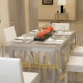 Casa-Nest Thick Pvc Golden Lace Waterproof Rectangular 8 Seater Dining Table Cover