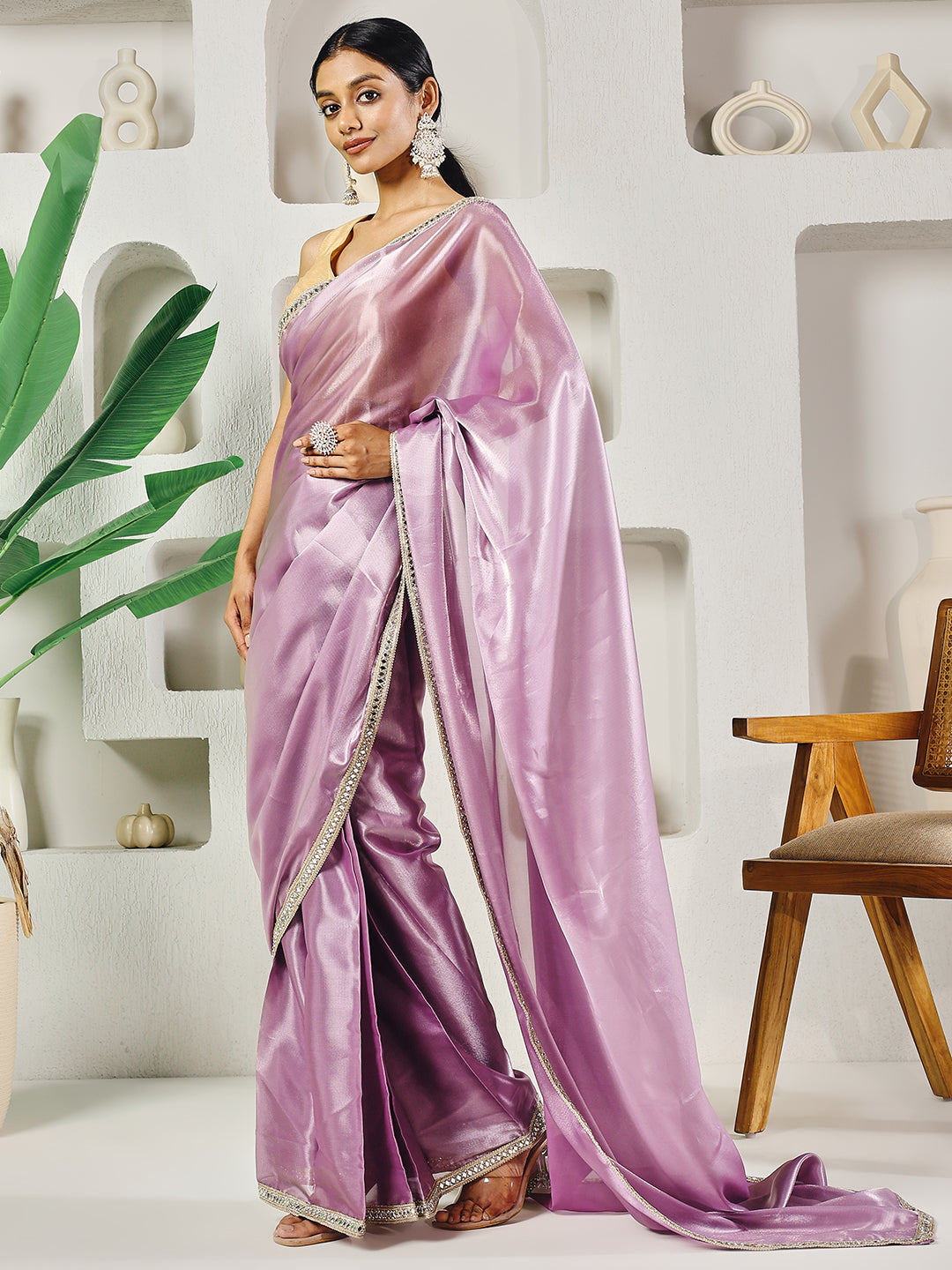 Fab Fashion Light Pink Ready to Wear Saree