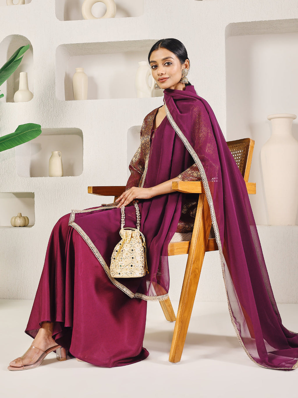Fab Fashion Purple Crop Palazzo Set