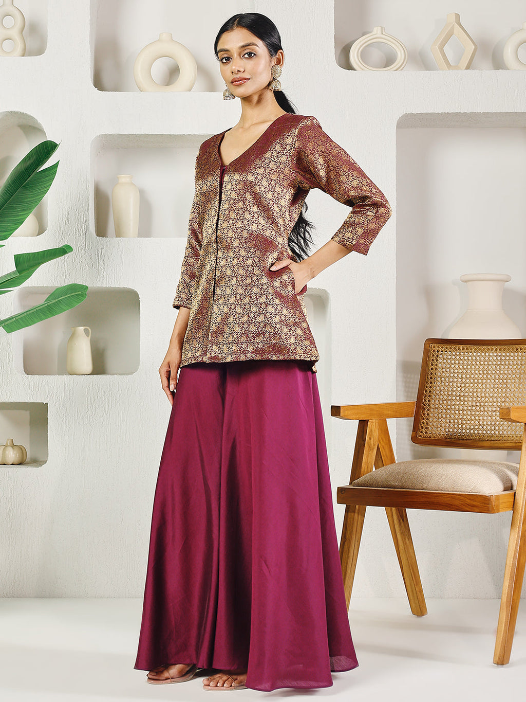 Fab Fashion Purple Crop Palazzo Set