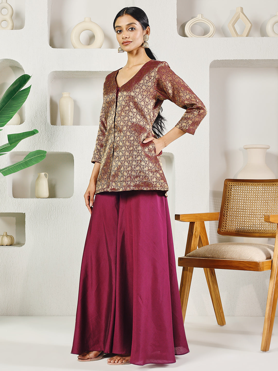 Fab Fashion Purple Crop Palazzo Set