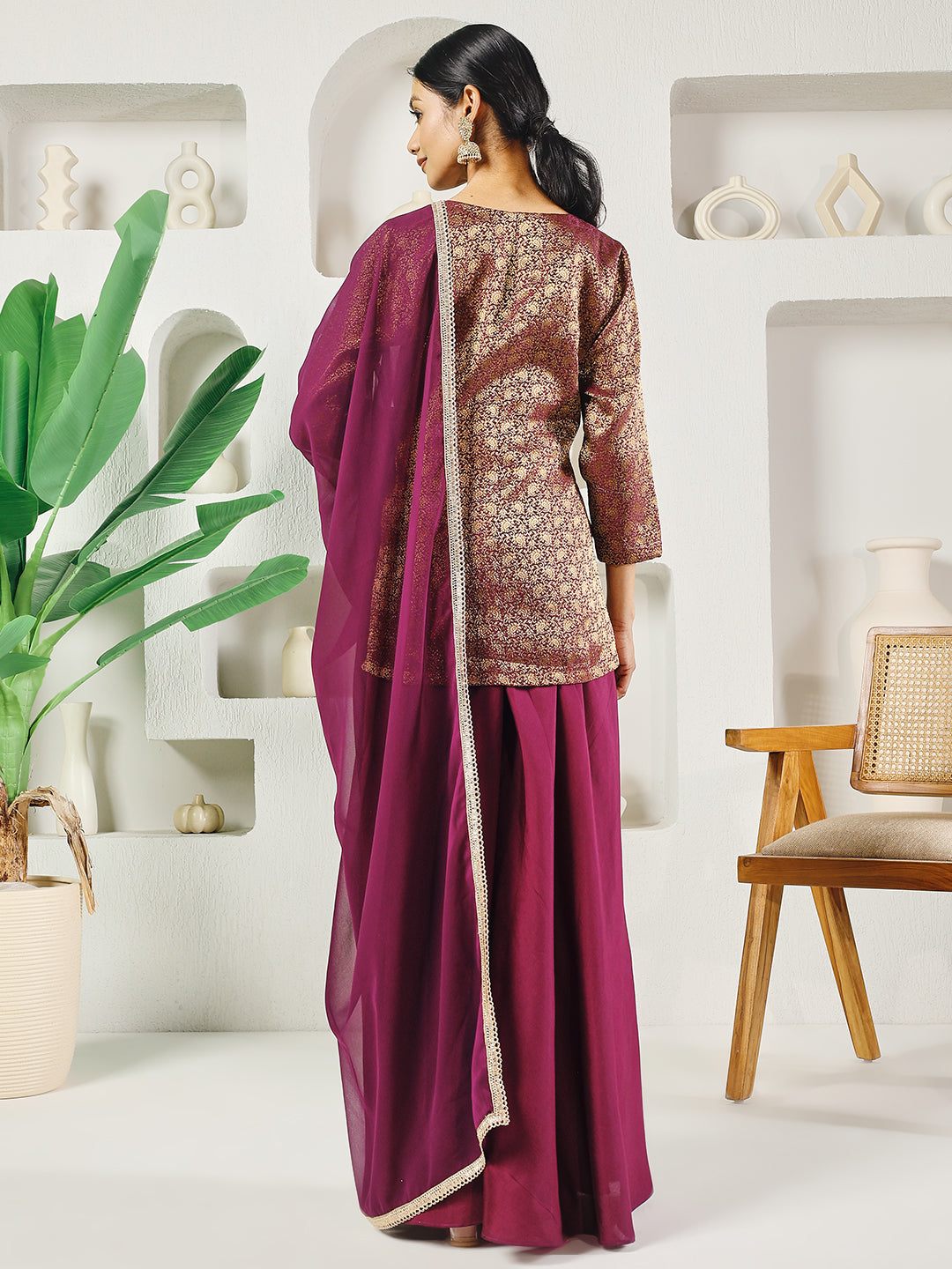 Fab Fashion Purple Crop Palazzo Set