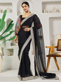 Fab Fashion Black Organza Ready to Wear Saree with Blouse