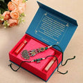 Turquoise Motif Lumba Rakhi Set