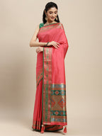 Shree Shyam Fashion Silk Blend Gajari Saree - Distacart