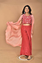 Morchari Women Hand Embroidery Crop Top-Rust