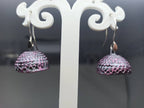Terracotta Hanging Jhumkas-Silver Pink