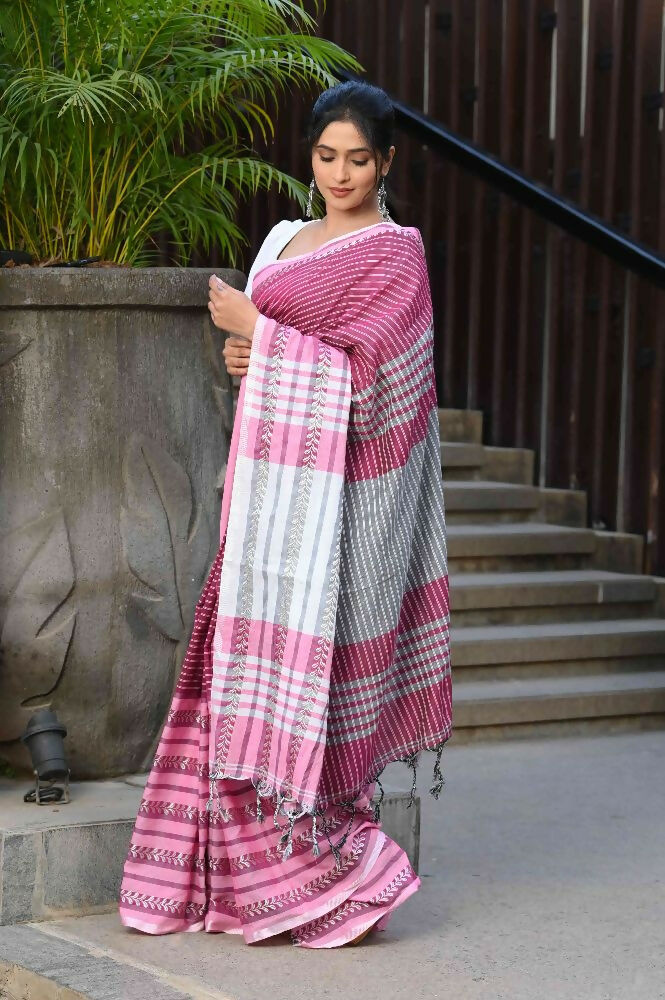 Beatitude Multicolor Cotton Tanchori Handloom Saree
