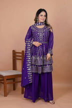 Joban Fashion Purple Georgette Embroidered Sharara Set - Distacart