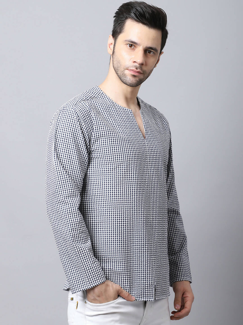 Even Apparels Multi Pure Cotton Round Neck Slit Men's Kurta - Distacart